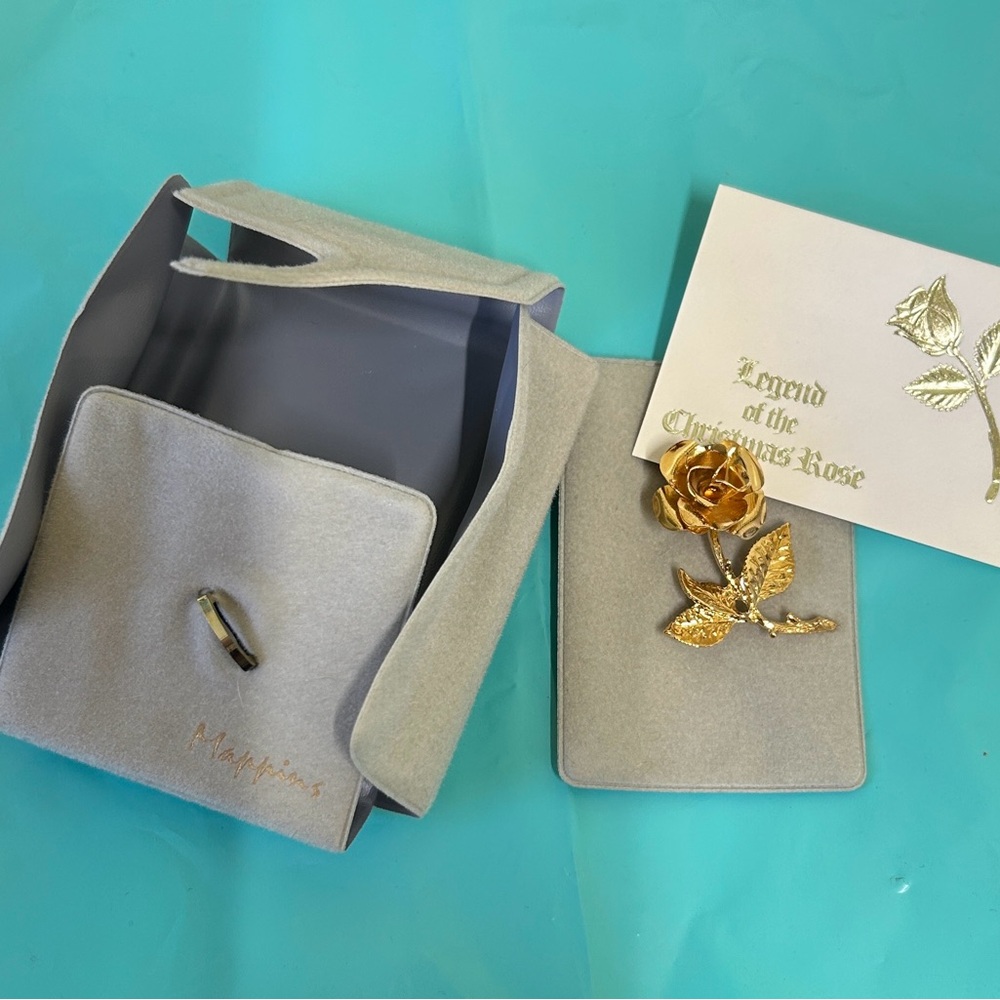 Mappins Legend of the Christmas Rose Gold Tone Brooch